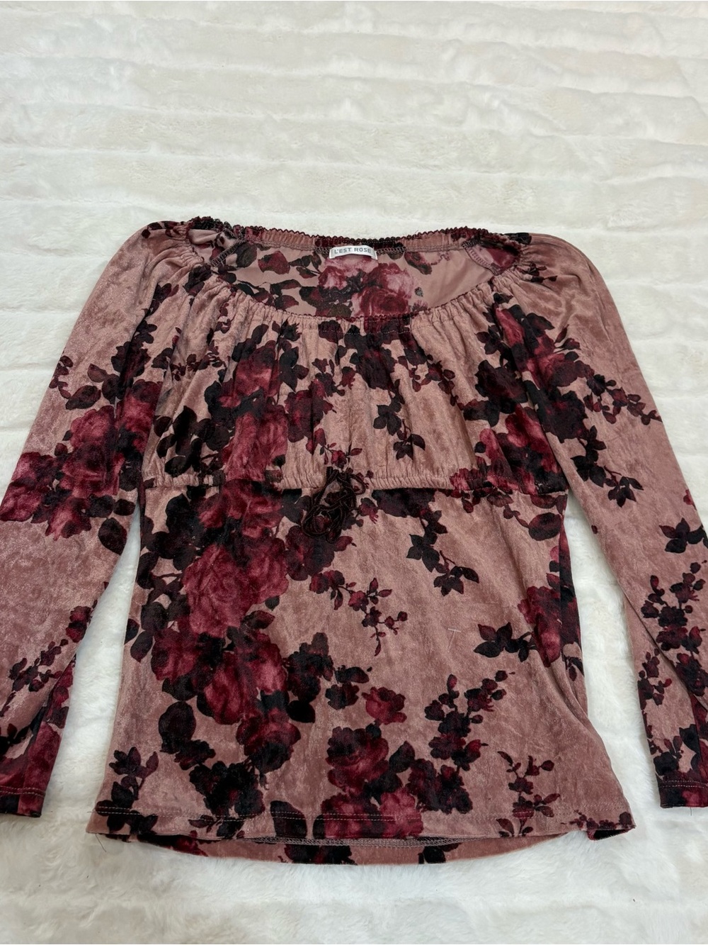 Plus-Size Mauve Floral Off-Shoulder Long Sleeve Top by Torrid